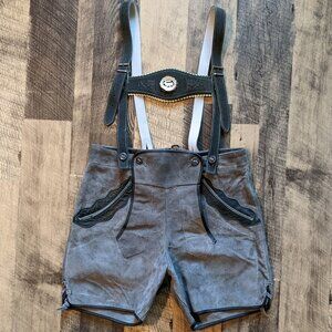Vintage German Lederhosen Gray Suede Leather EU42 Unisex